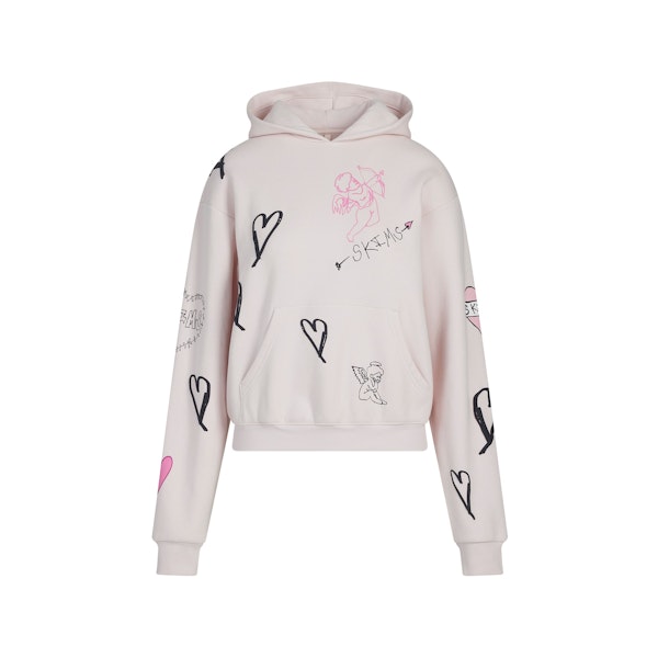 COTTON FLEECE CLASSIC HOODIE | BARELY PINK ANGEL SKETCH FLAT ON A WHITE BACKGROUND | FLT