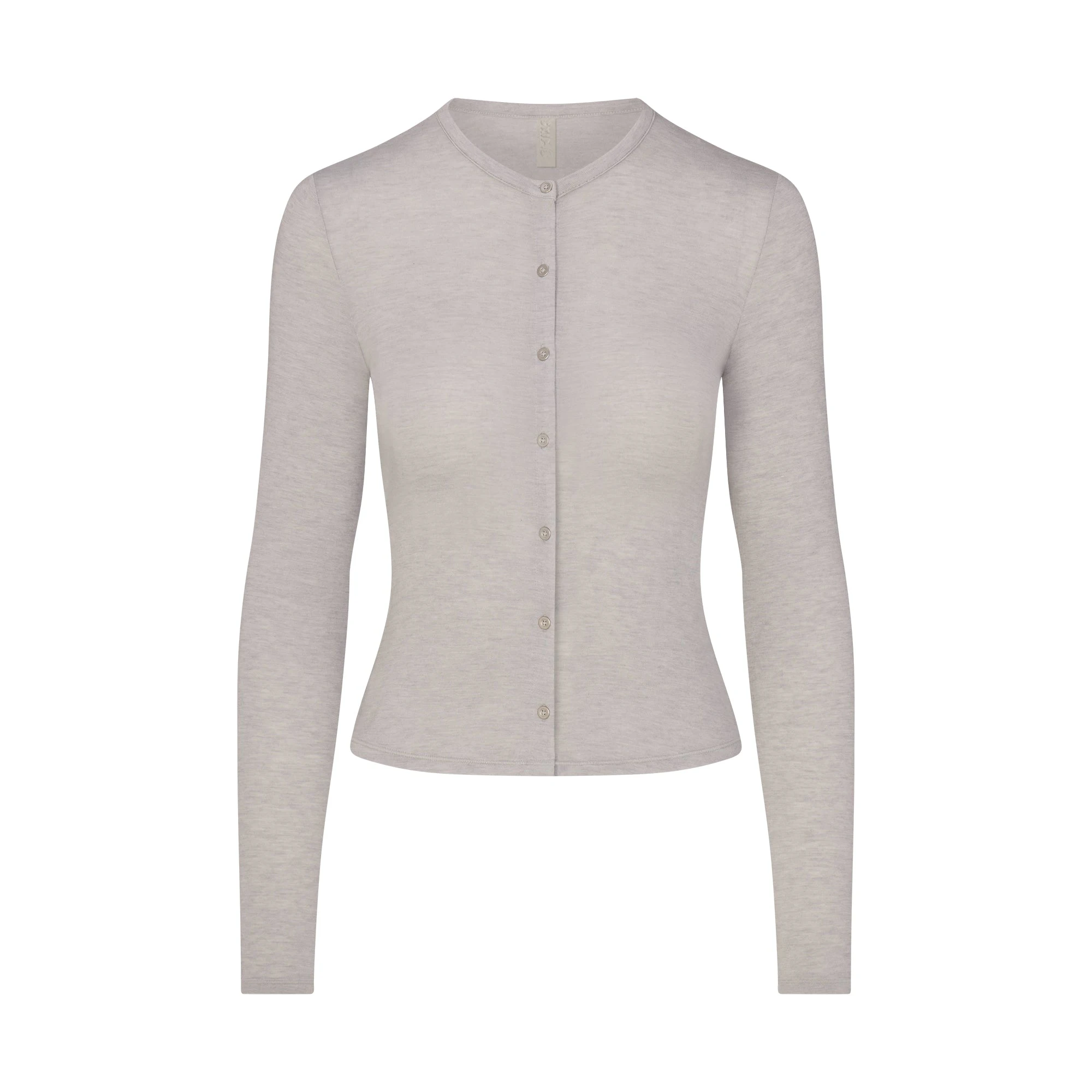 SHEER MODAL CARDIGAN | HEATHER GREY FLAT ON A WHITE BACKGROUND | FLT