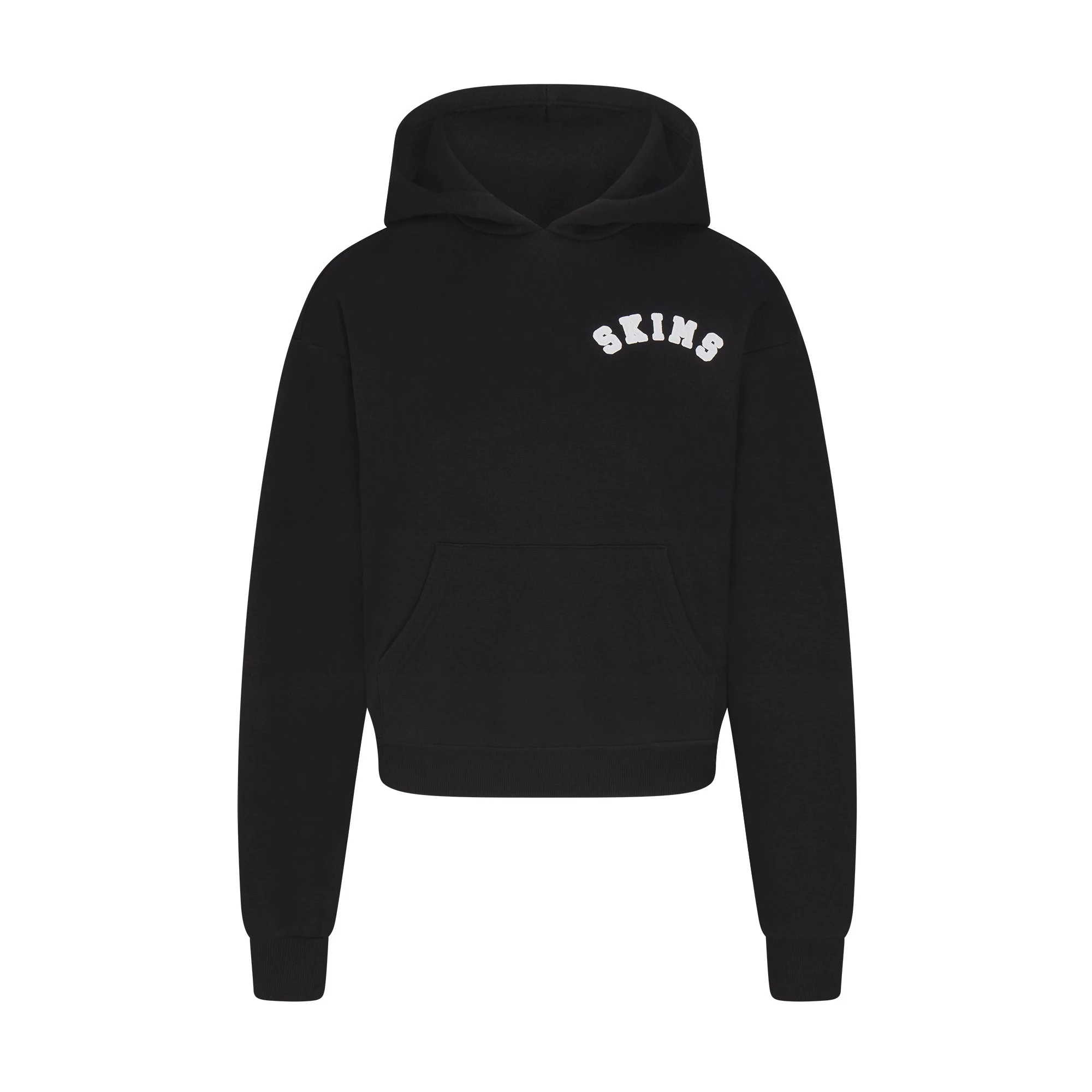 COTTON FLEECE CLASSIC HOODIE | ONYX SNOW ARCHED SKIMS LOGO & LAYS FLAT ON A WHITE BACKGROUND | FLT@ | FOCUS: 0.0, 1.0, 0.9