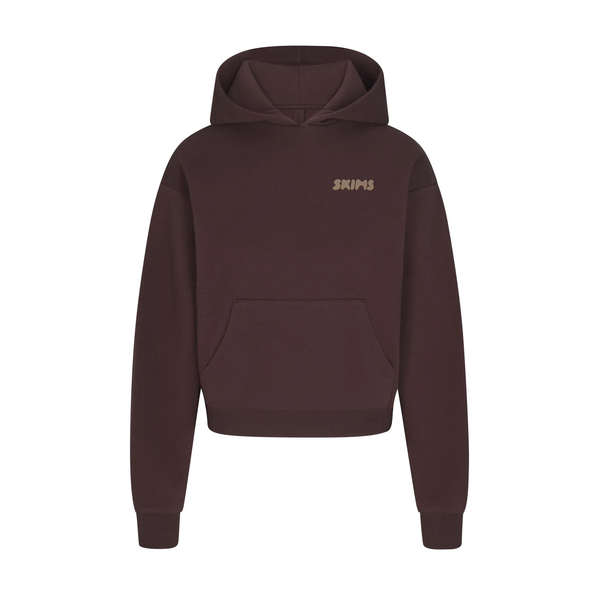COTTON FLEECE HOODIE WITH EMBOSSED LOGO | ESPRESSO FLAT ON A WHITE BACKGROUND | FLT