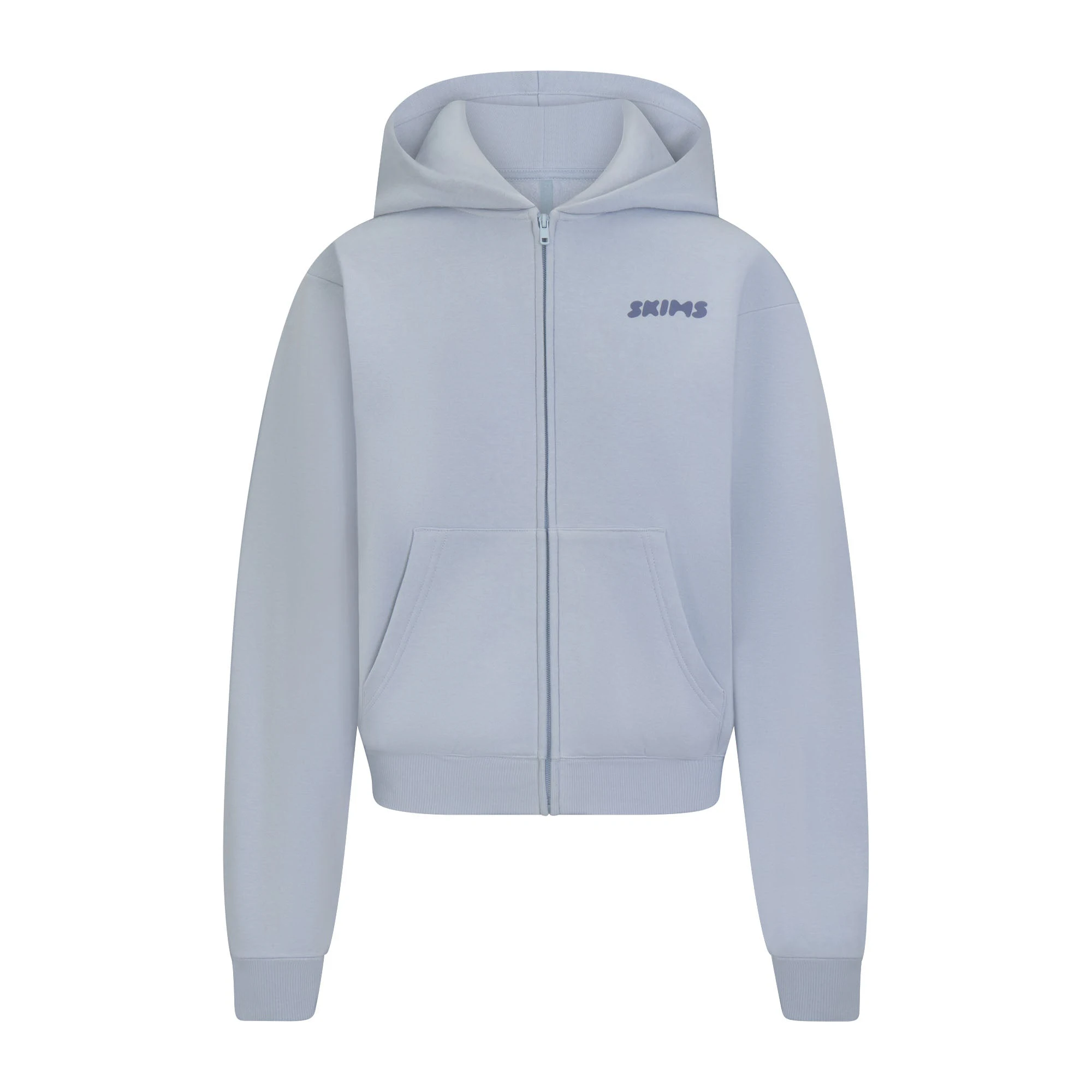 COTTON FLEECE ZIP UP HOODIE WITH EMBOSSED LOGO | FOG FLAT ON A WHITE BACKGROUND | FLT