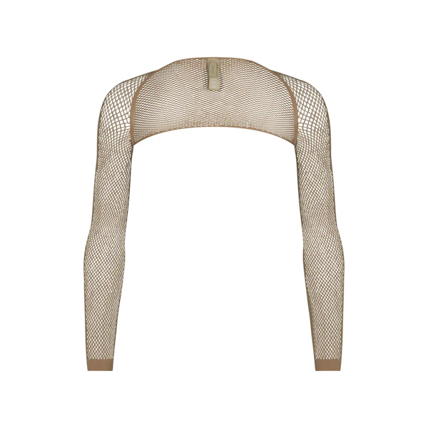 WARP KNIT COVER UP SHRUG LAYS FLAT ON A WHITE BACKGROUND