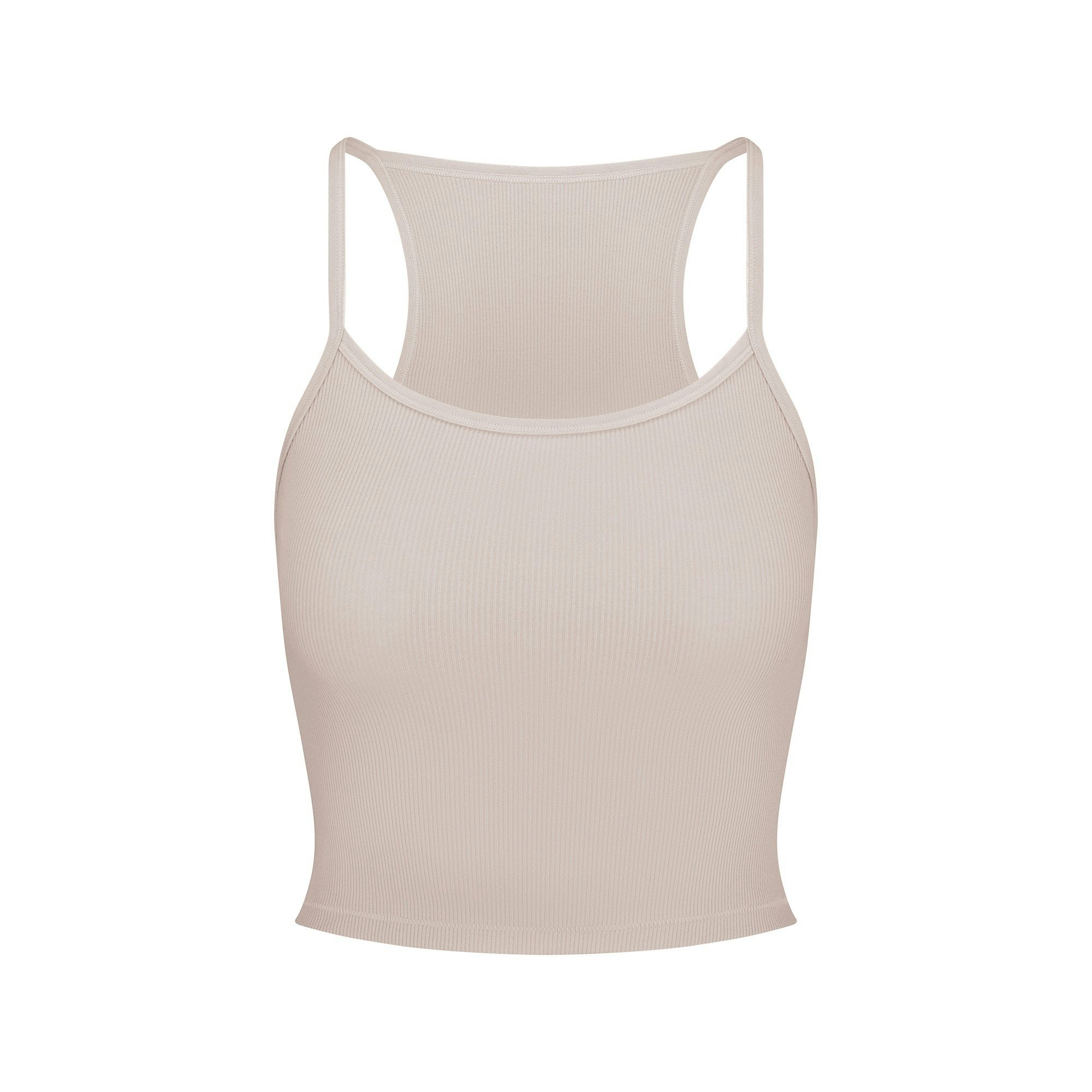 COTTON RIB CROPPED CAMI | STONE(TANKS, TOPS) FLAT ON A WHITE BACKGROUND