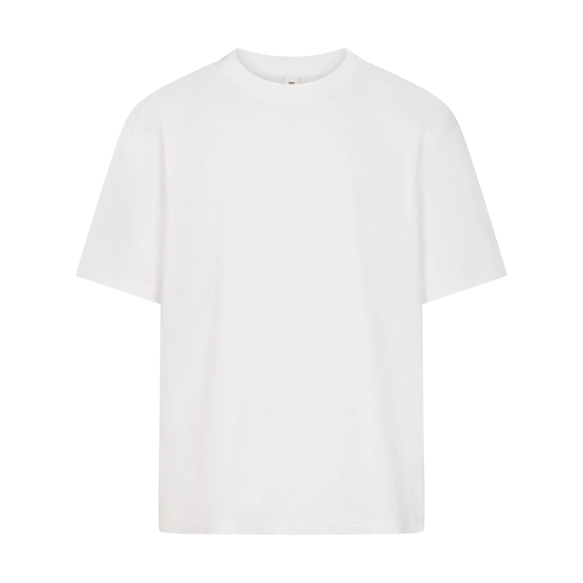 HEAVYWEIGHT COTTON MENS CLASSIC CREWNECK | CHALK LAYS FLAT ON A WHITE BACKGROUND | FLT