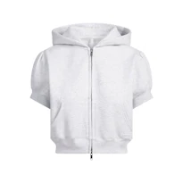 BUBBLE SLEEVE CROPPED ZIP UP