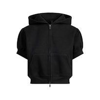 COTTON FLEECE BUBBLE SLEEVE CROPPED ZIP UP