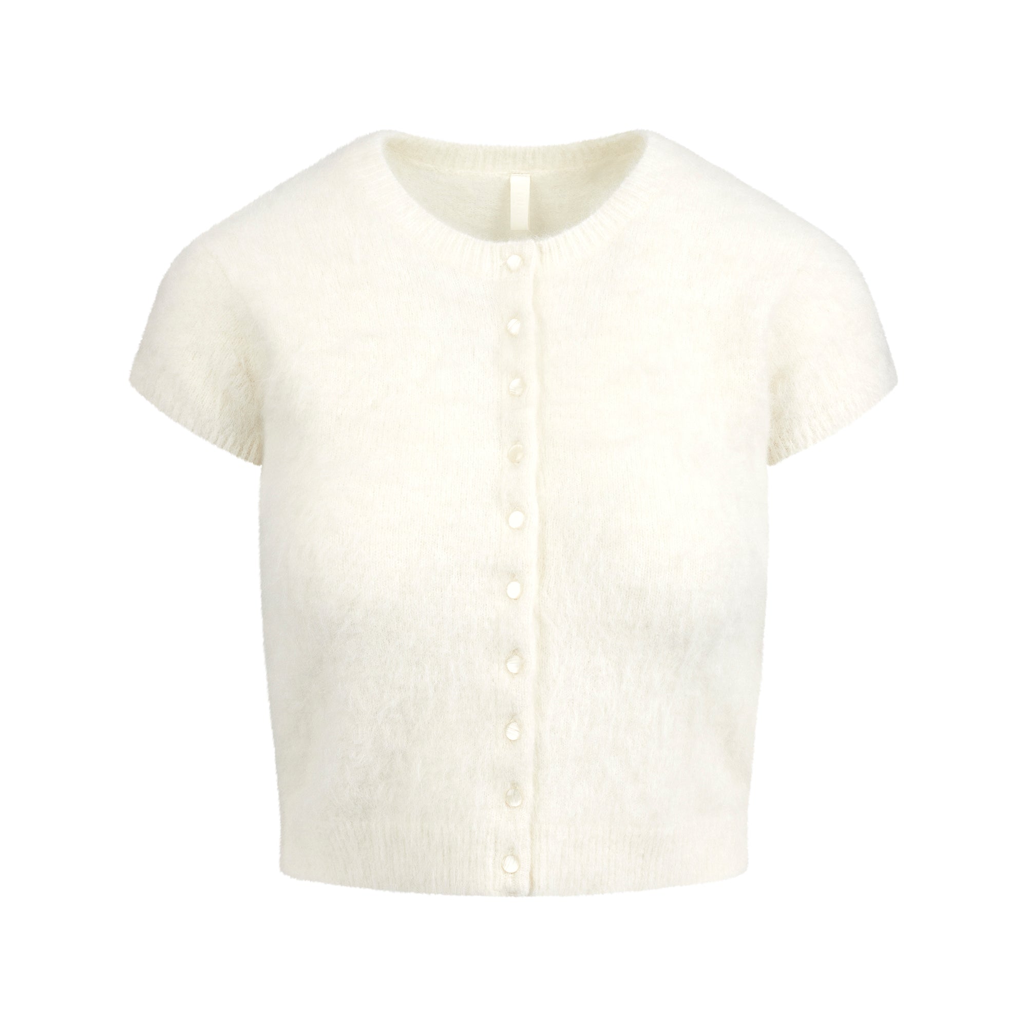 BRUSHED ALPACA SHORT SLEEVE CARDIGAN | EGRET | SKIMS