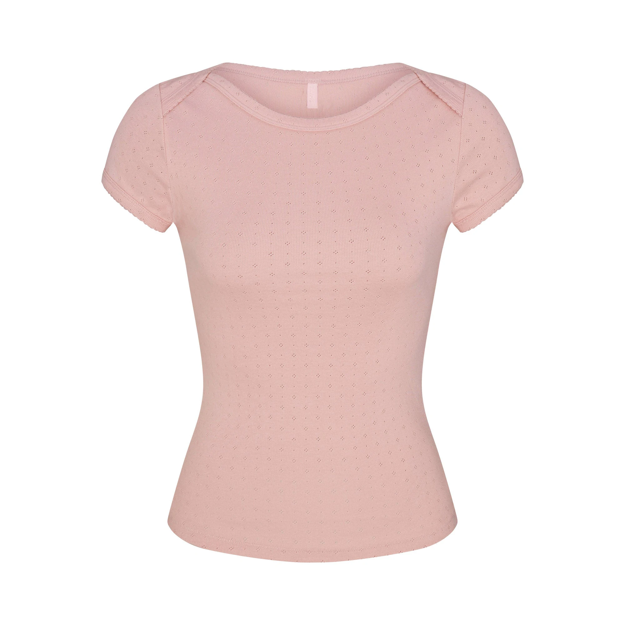 HEAVY POINTELLE BOATNECK TEE | MORGANITE FLAT ON A WHITE BACKGROUND | FLT