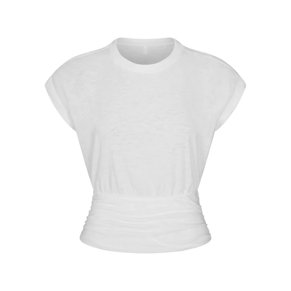 WORN IN JERSEY RUCHED TEE | SNOW FLAT ON A WHITE BACKGROUND | FLT