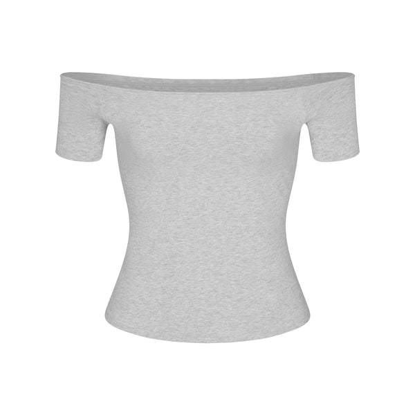 WORN IN JERSEY T-SHIRT | LIGHT HEATHER GREY SKIMS HEART | SKIMS