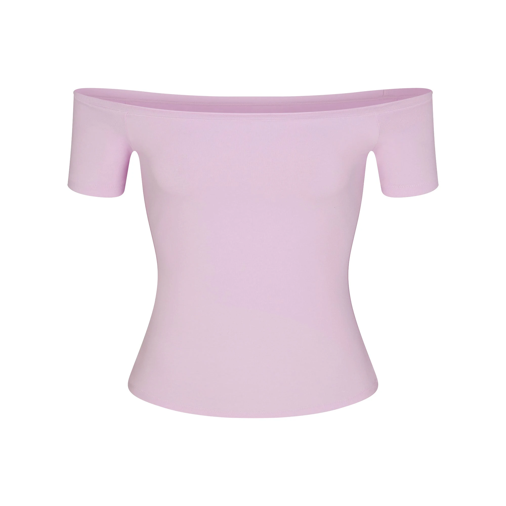 COTTON JERSEY OFF THE SHOULDER TOP | SUGAR PLUM FLAT ON A WHITE BACKGROUND | FLT