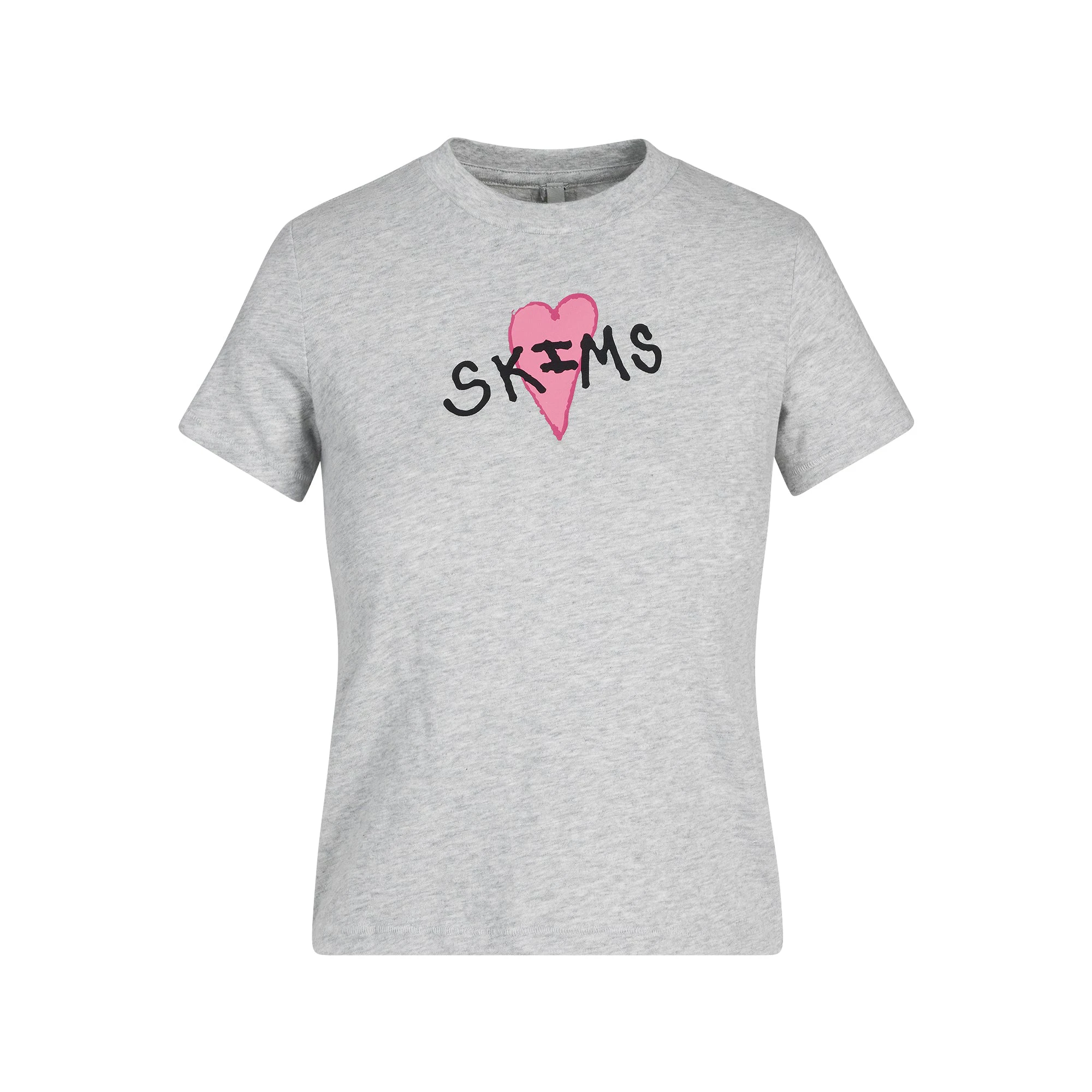 WORN IN JERSEY T-SHIRT | LIGHT HEATHER GREY SKIMS HEART FLAT ON A WHITE BACKGROUND | FLT