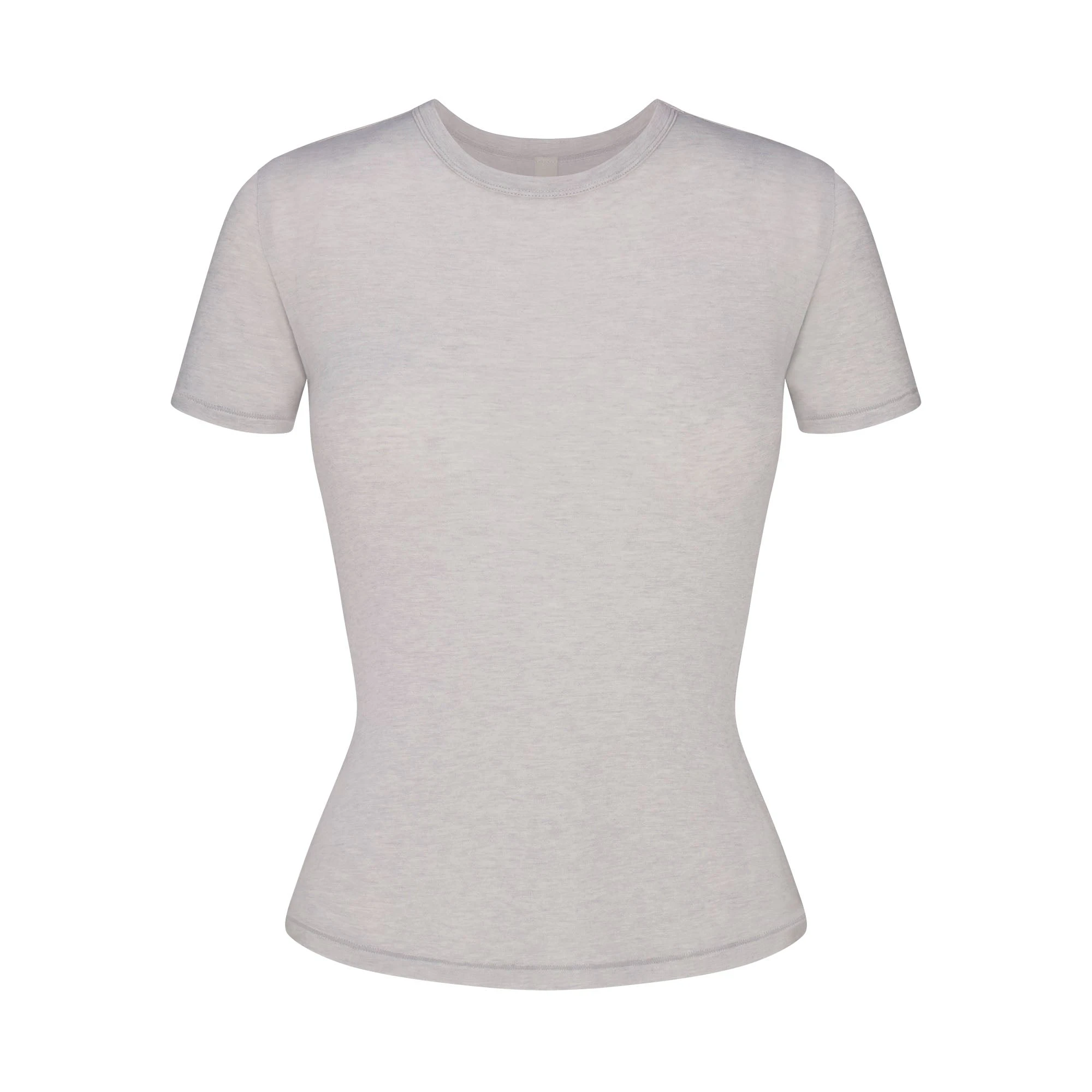 SHEER MODAL LONG T-SHIRT | HEATHER GREY FLAT ON A WHITE BACKGROUND | FLT