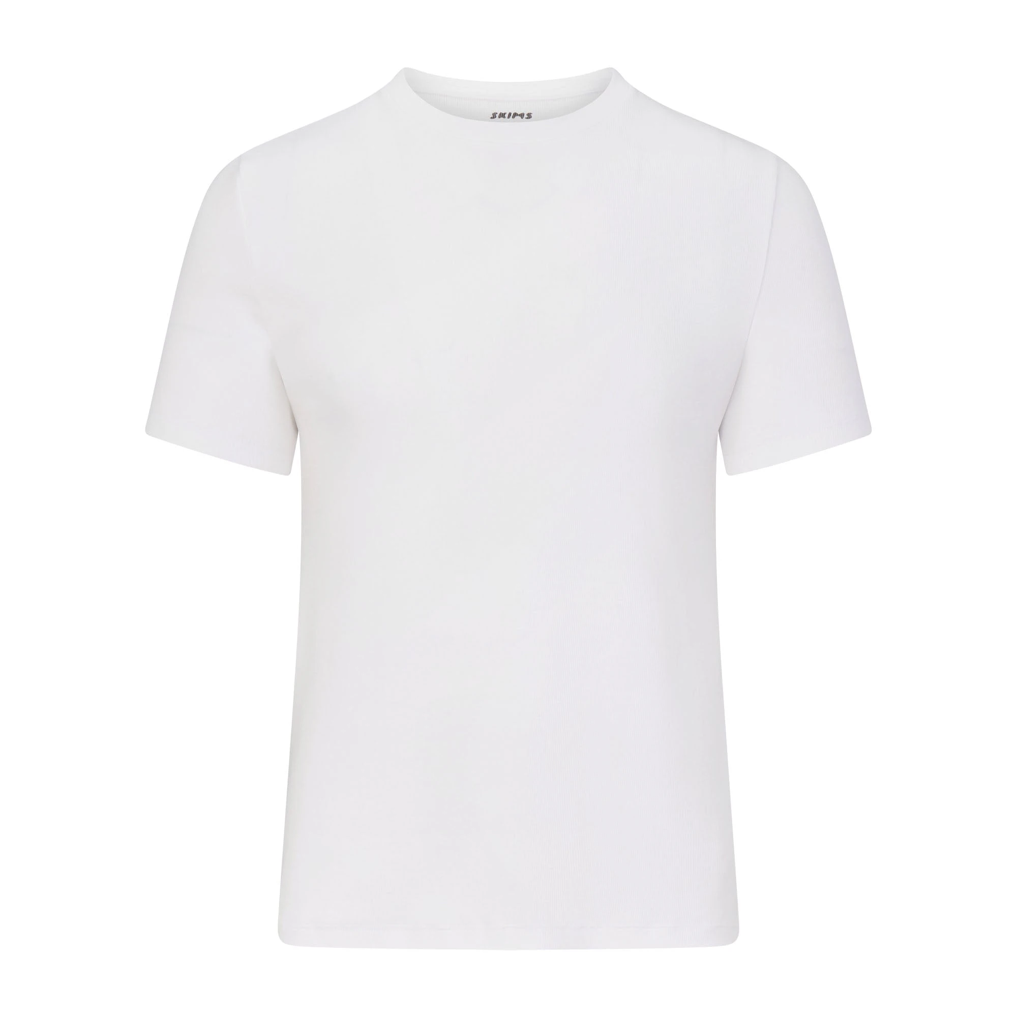 SKIMS COTTON MENS RIB T-SHIRT | CHALK FLAT ON A WHITE BACKGROUND | FLT