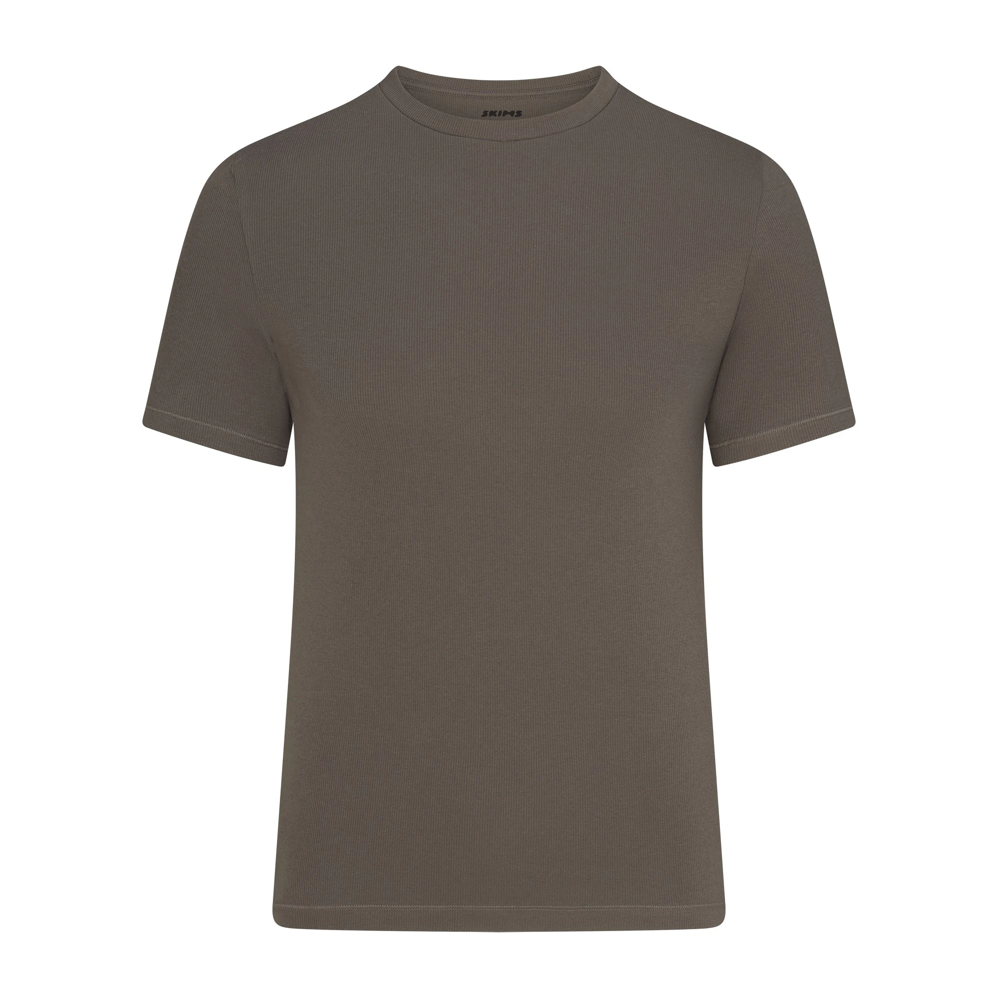 SKIMS COTTON RIB MENS T-SHIRT | JUNGLE & LAYS FLAT ON A WHITE BACKGROUND | FLT