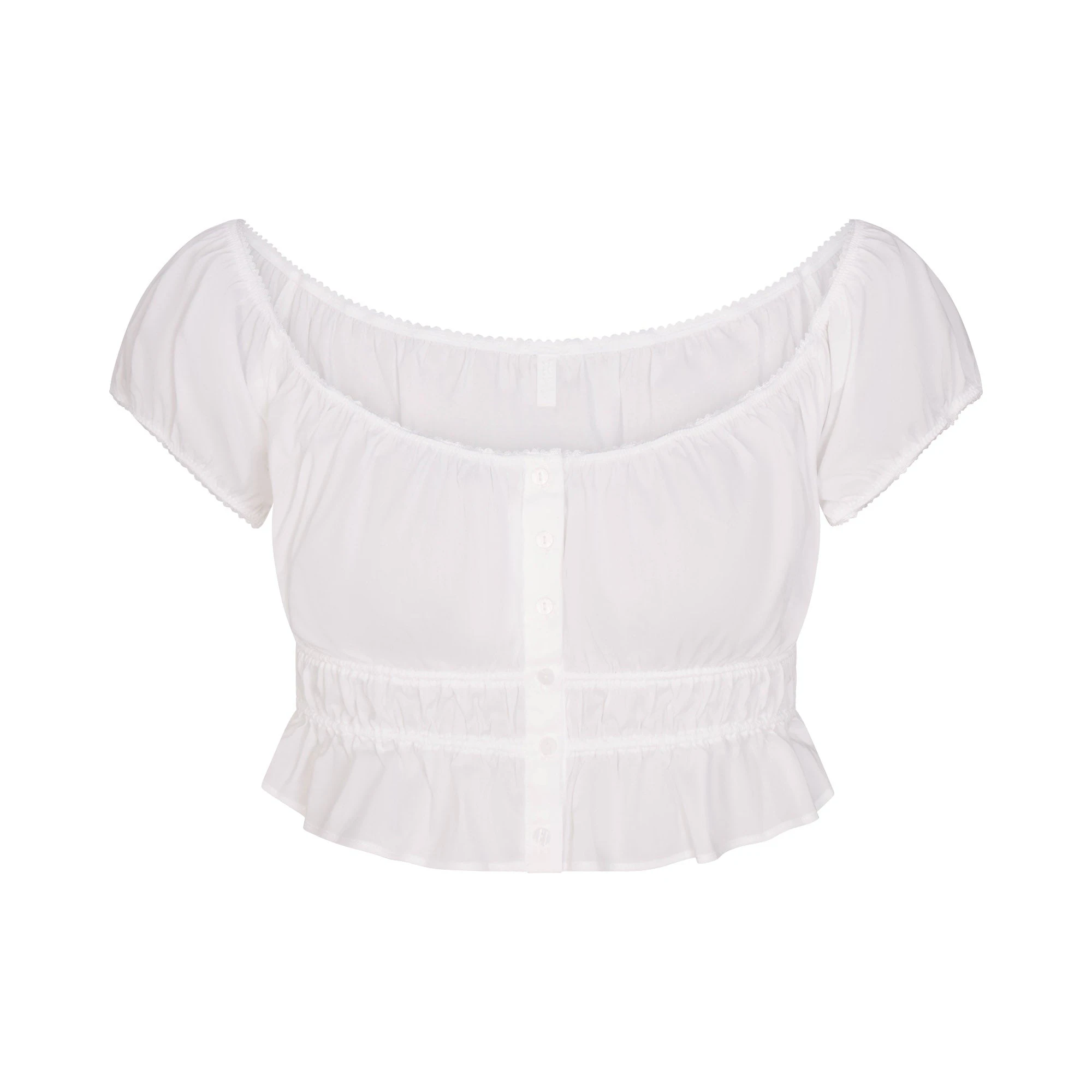COTTON POPLIN OFF THE SHOULDER TOP | SNOW FLAT ON A WHITE BACKGROUND | FLT