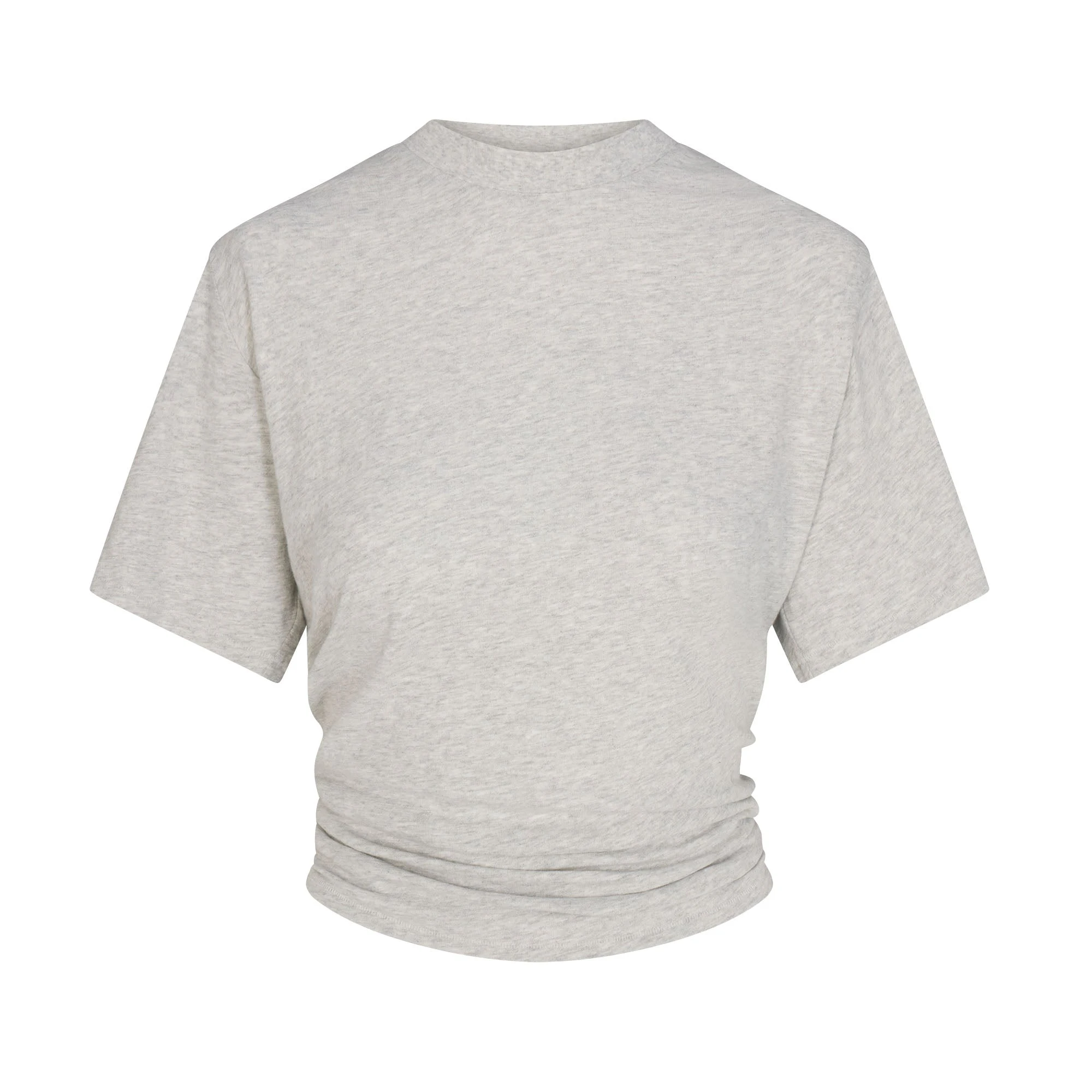 WORN IN JERSEY KNOT BACK T-SHIRT | LIGHT HEATHER GREY FLAT ON A WHITE BACKGROUND | FLT