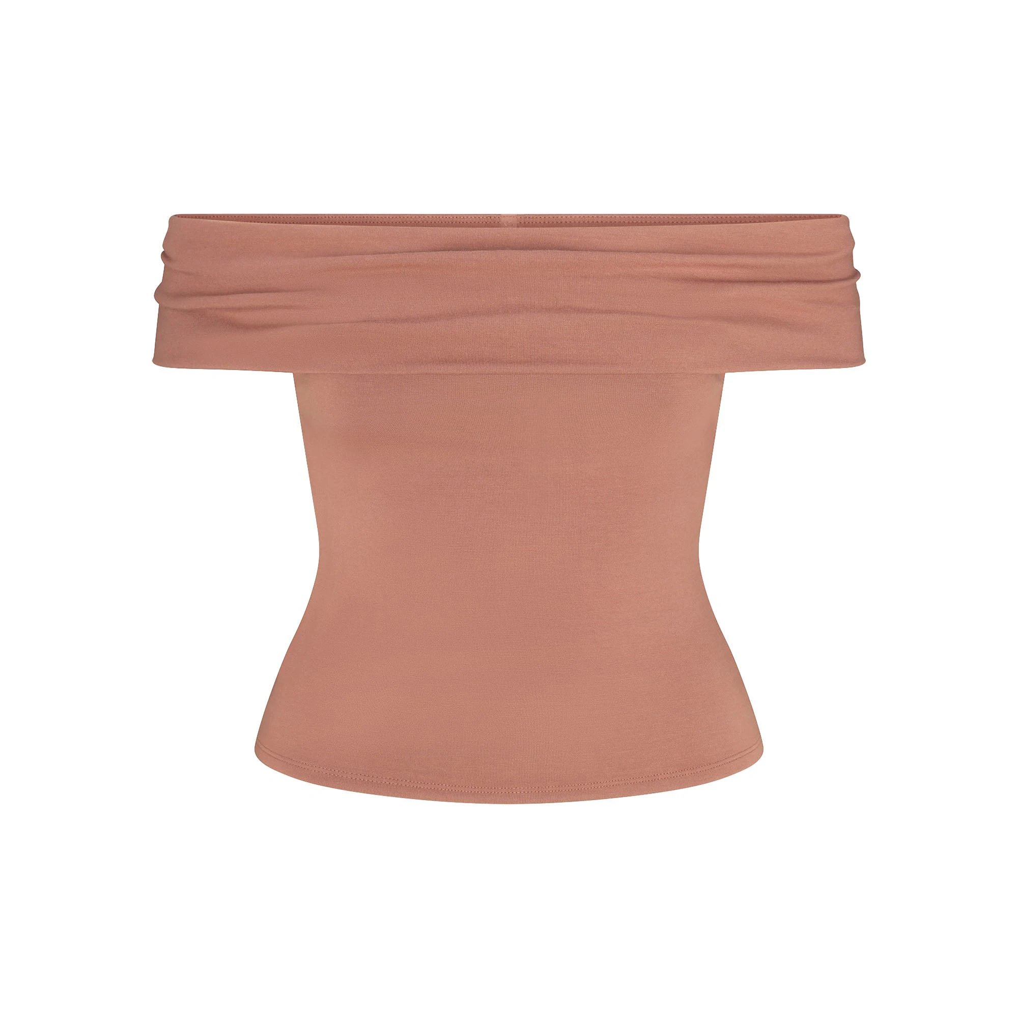 SMOOTH LAYERS SHORT SLEEVE TOP | NUTMEG FLAT ON A WHITE BACKGROUND | FLT