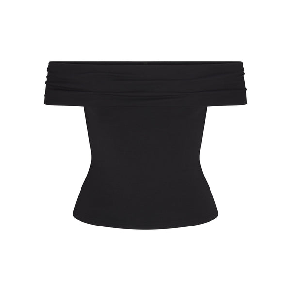 COTTON JERSEY ASYMMETRICAL TOP | SOOT | SKIMS