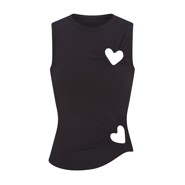 COTTON JERSEY HEART TANK | SOOT FLAT ON A WHITE BACKGROUND | FLT