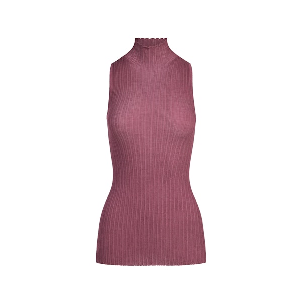SHEER KNIT MOCK NECK TUNIC | BEET FLAT ON A WHITE BACKGROUND | FLT