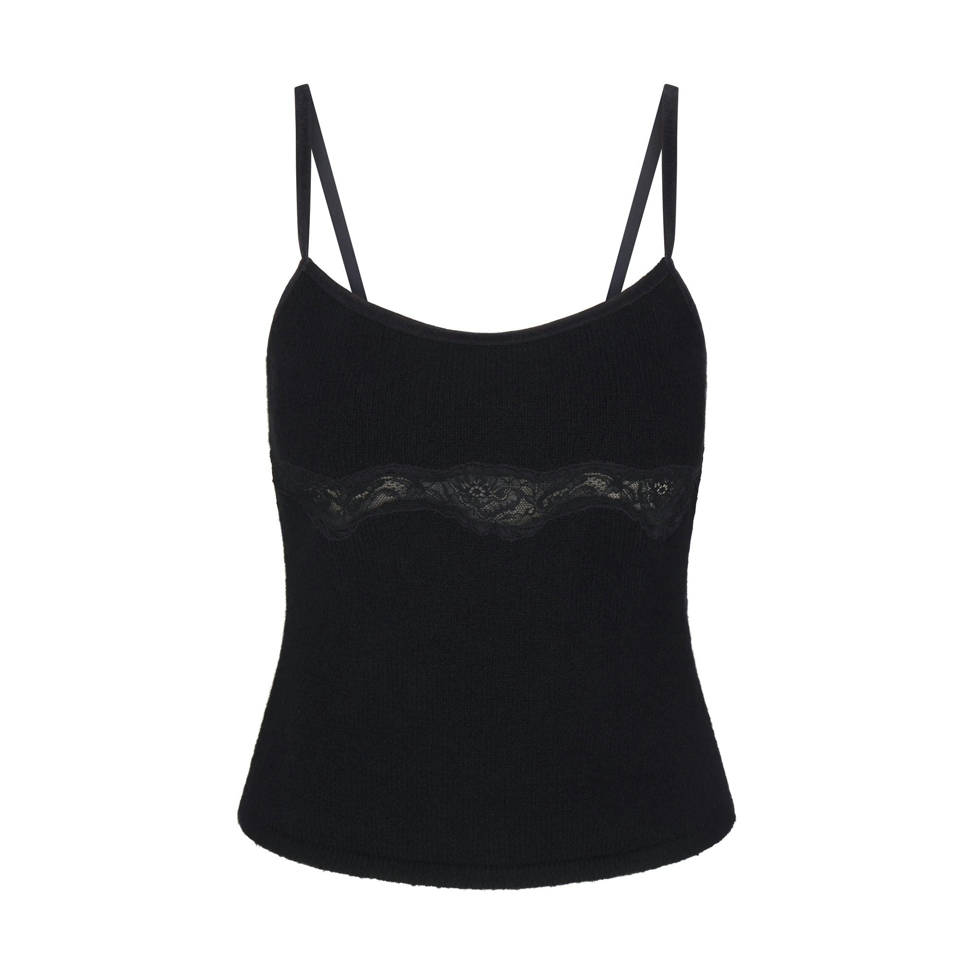 LACE KNIT TANK | OBSIDIAN FLAT ON A WHITE BACKGROUND | FLT