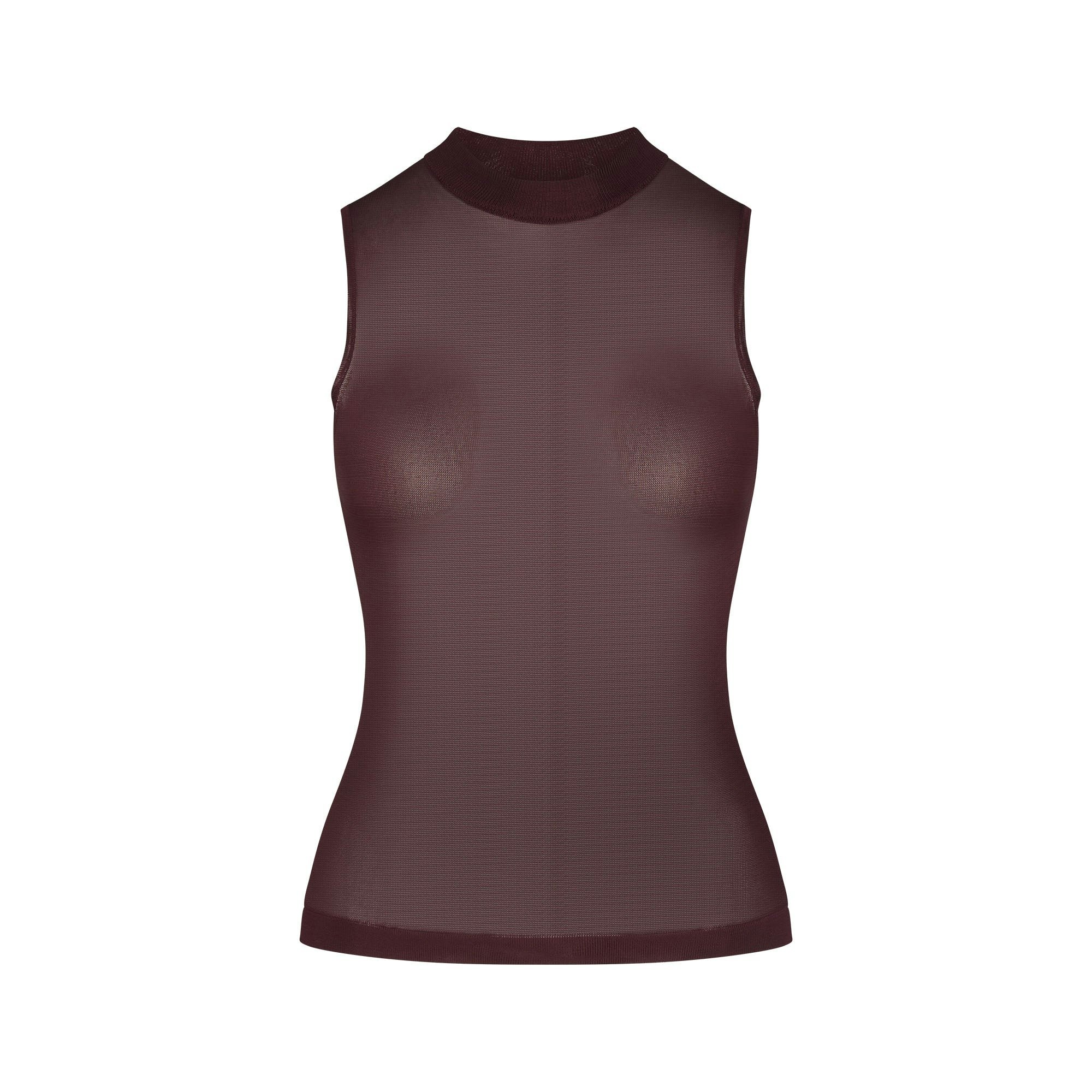 SLINKY KNIT MOCK NECK TANK | CURRANT FLAT ON A WHITE BACKGROUND | FLT