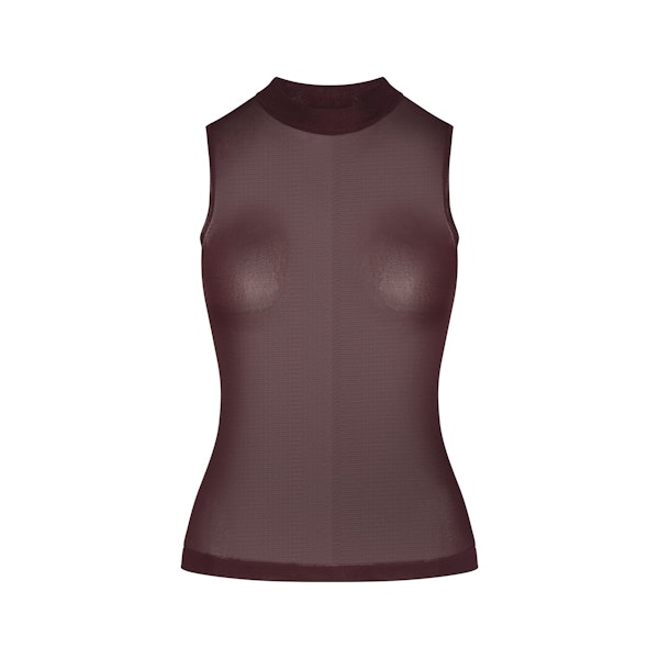 SLINKY KNIT MOCK NECK TANK | CURRANT FLAT ON A WHITE BACKGROUND | FLT