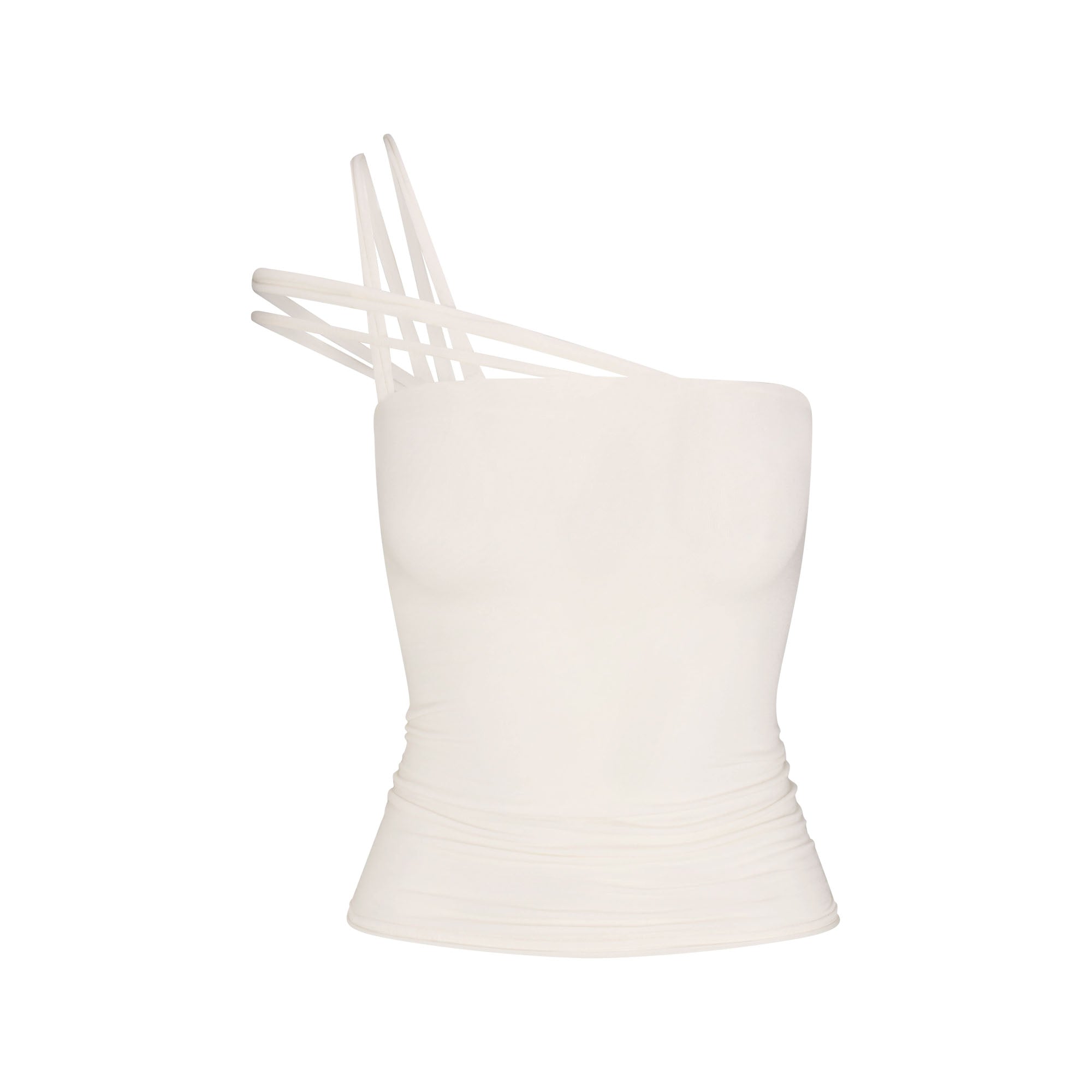 SHEER MODAL CONVERTIBLE TOP | ECRU FLAT ON A WHITE BACKGROUND | FLT