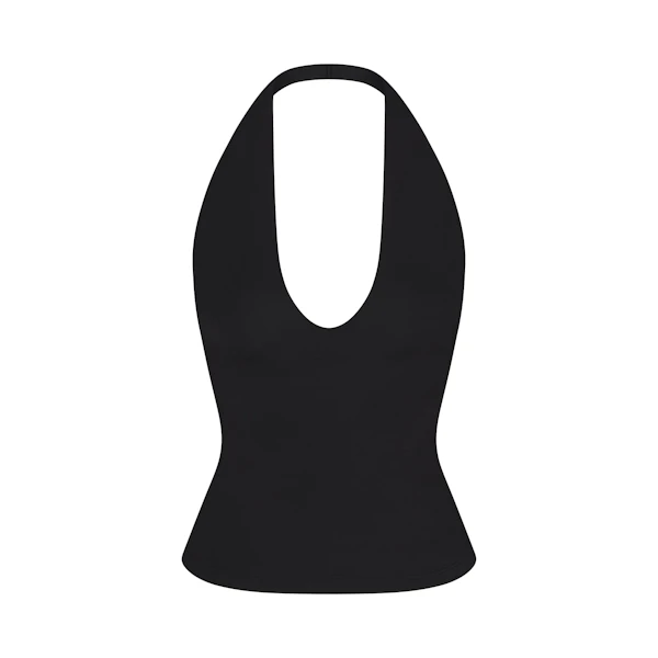 SMOOTH LAYERS HALTER TOP | OBSIDIAN FLAT ON A WHITE BACKGROUND | FLT
