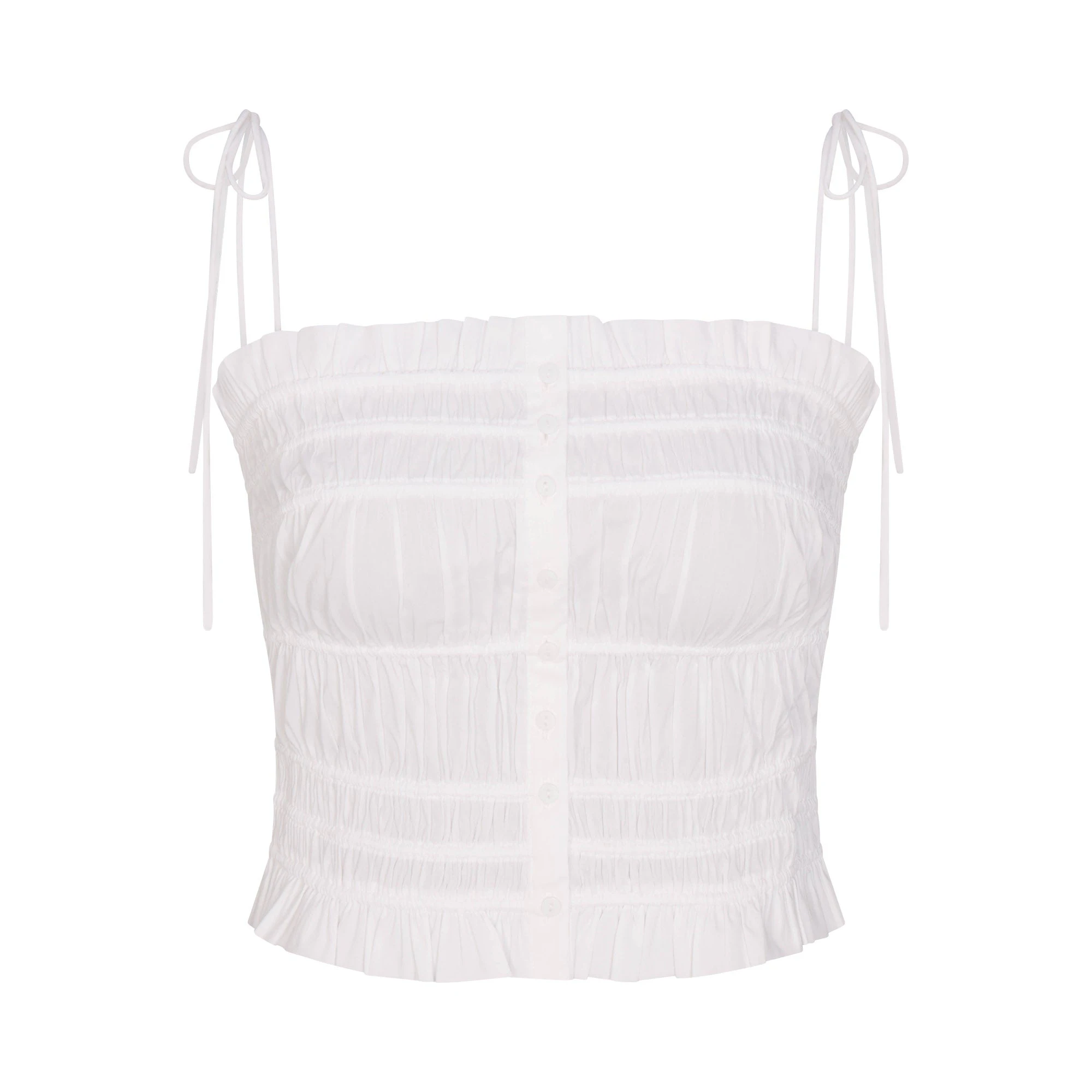 COTTON POPLIN RUFFLE CAMI | SNOW FLAT ON A WHITE BACKGROUND | FLT