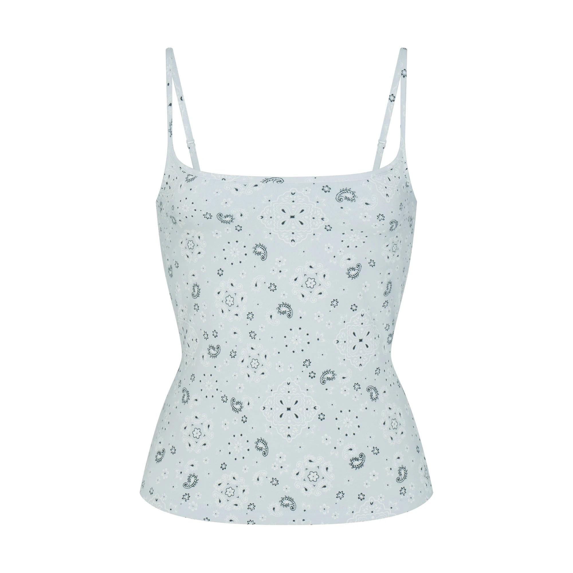 COTTON JERSEY SCOOP NECK CAMI | POWDER BLUE BANDANA FLAT ON A WHITE BACKGROUND | FLT