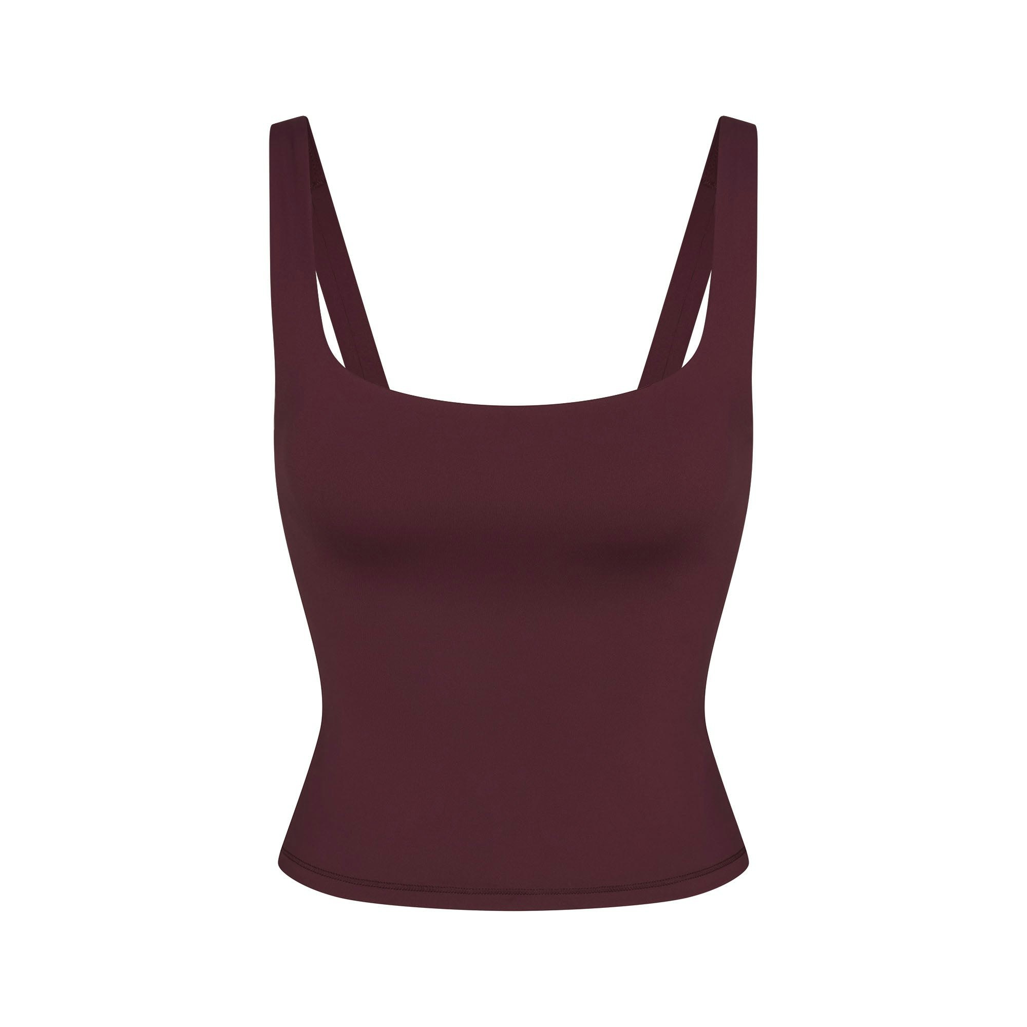 NikeSKIMS MATTE SQUARE NECK TANK | CURRANT FLAT ON A WHITE BACKGROUND | FLT