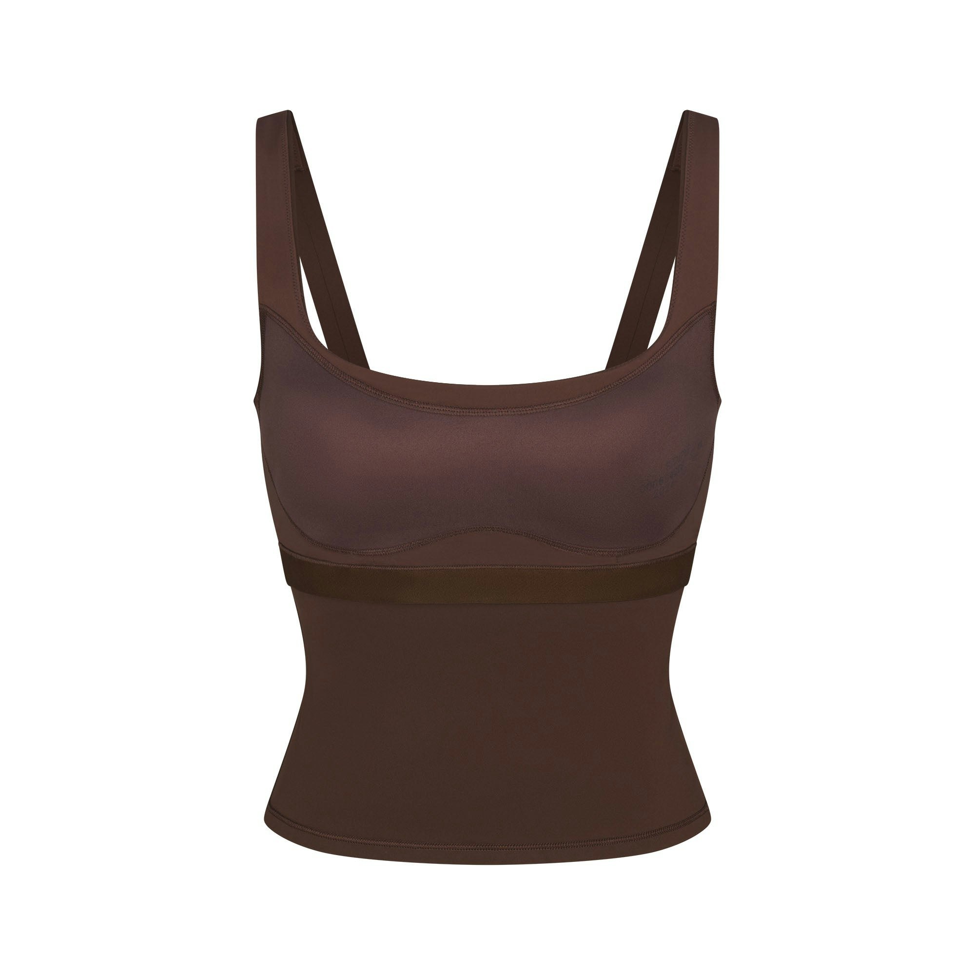 NikeSKIMS MATTE SQUARE NECK TANK | DARK SEPIA FLAT ON A WHITE BACKGROUND | FLT