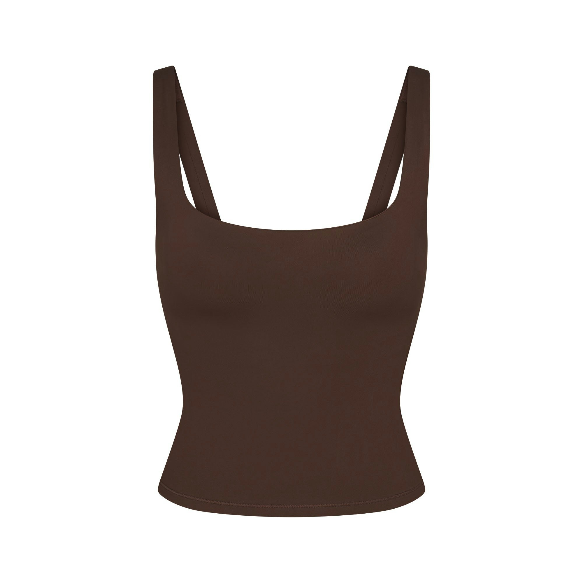 NikeSKIMS MATTE SQUARE NECK TANK | DARK SEPIA FLAT ON A WHITE BACKGROUND | FLT