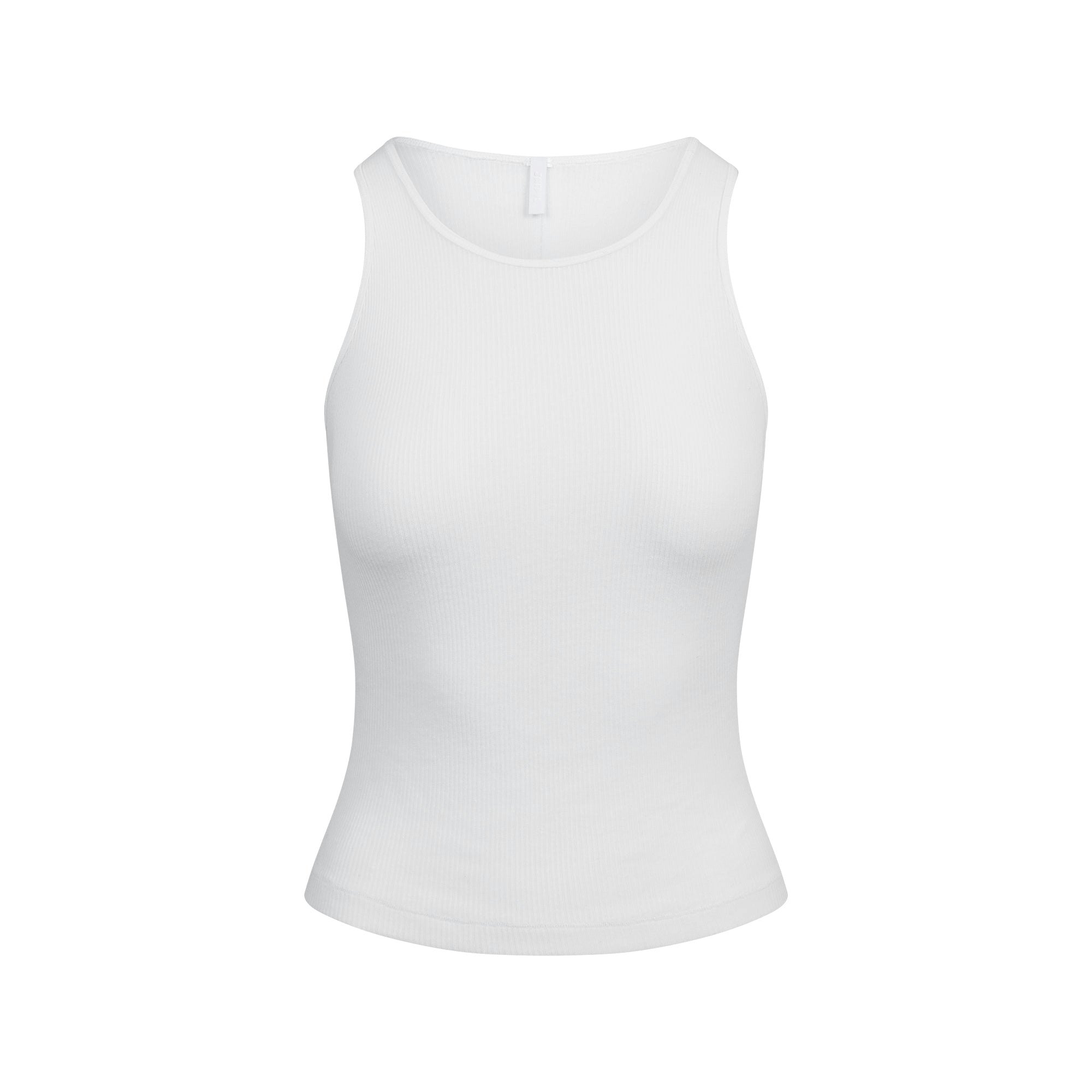 SHEER COTTON RIB CREWNECK TANK | SNOW FLAT ON A WHITE BACKGROUND | FLT