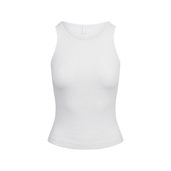 SHEER COTTON RIB CREWNECK TANK | SNOW FLAT ON A WHITE BACKGROUND | FLT
