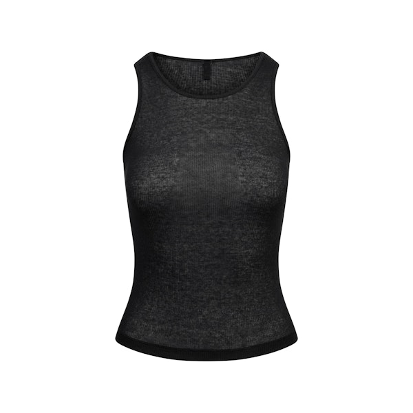 SHEER COTTON RIB CREWNECK TANK | SOOT FLAT ON A WHITE BACKGROUND | FLT