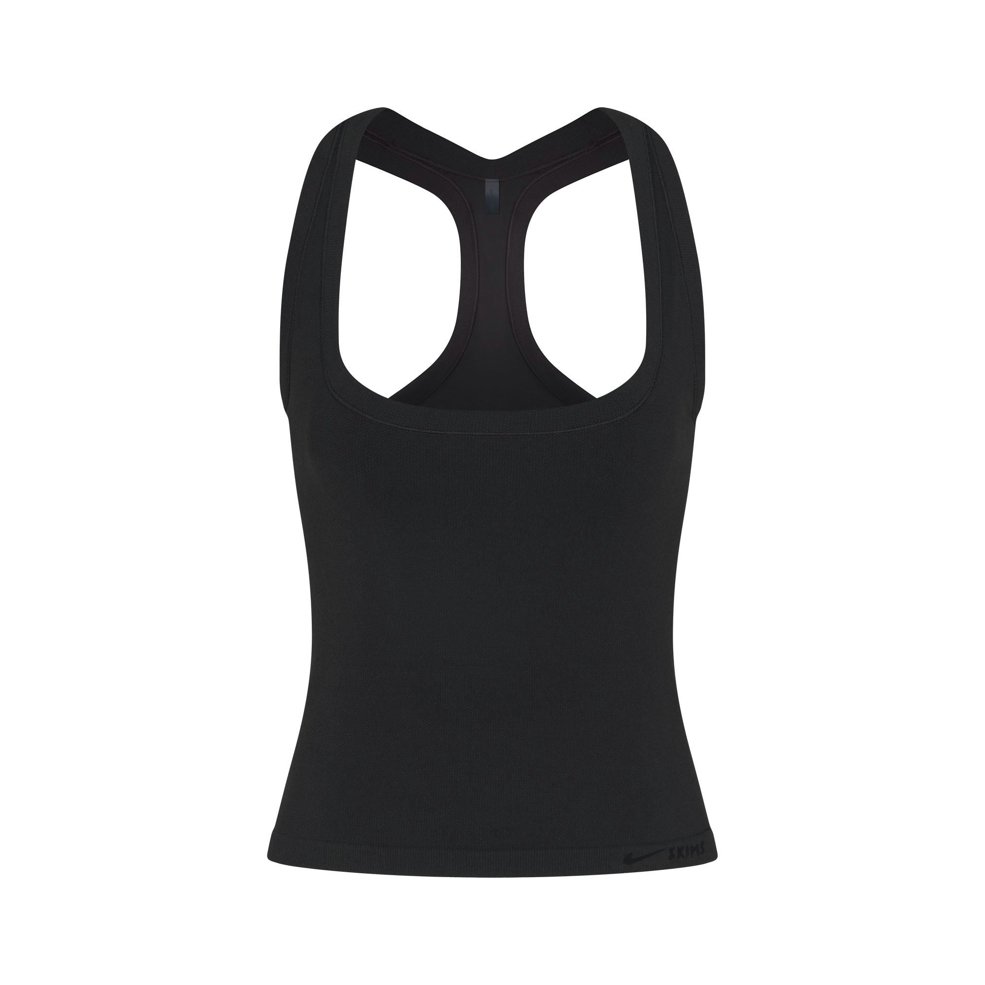 NikeSKIMS VINTAGE SEAMLESS RACER BACK TANK | OBSIDIAN FLAT ON A WHITE BACKGROUND | FLT