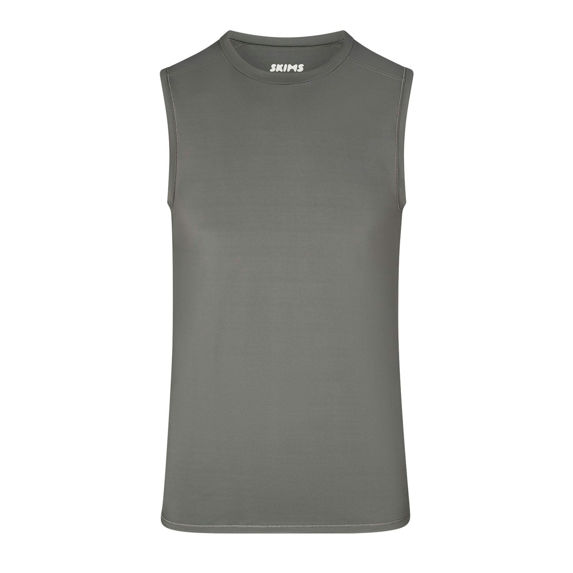 SKIMS SPORT MENS MUSCLE TANK | GUNMETAL (MENS TANKS, MENS TOPS) LAYS FLAT ON A WHITE BACKGROUND | FLT