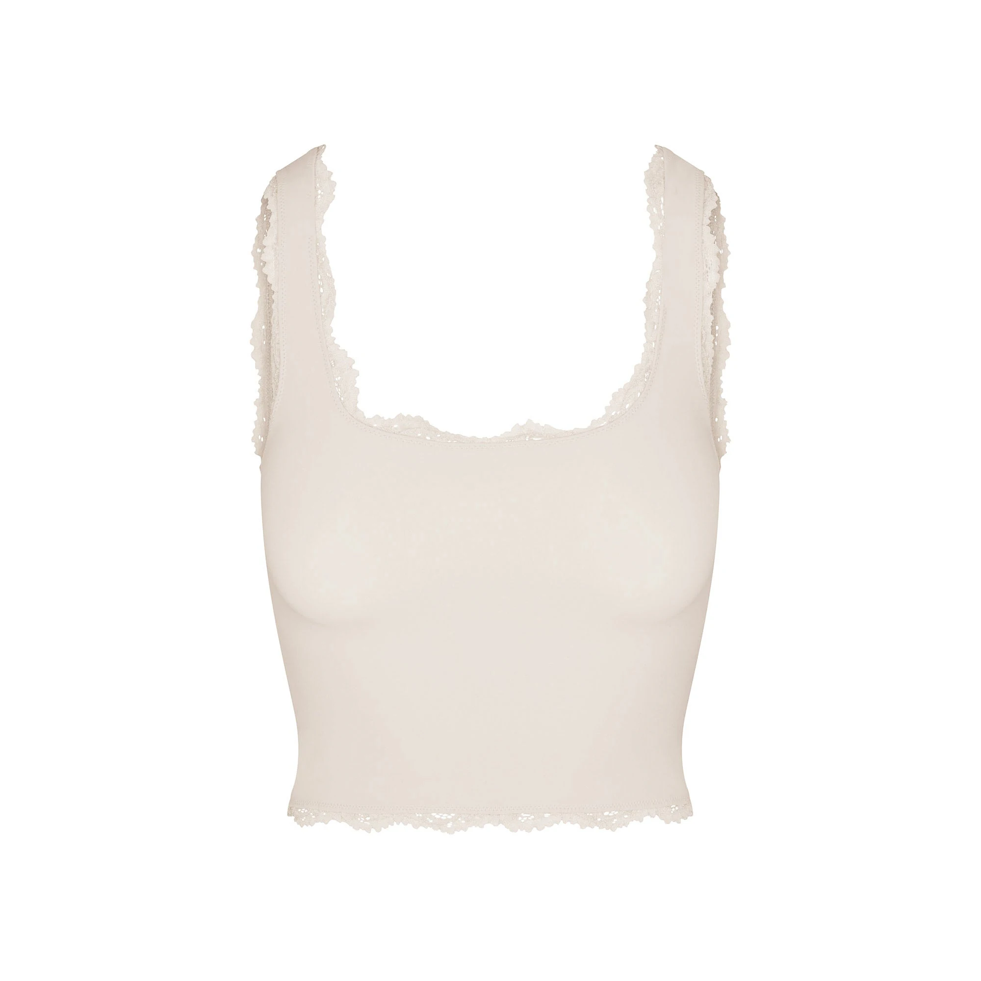 FITS EVERYBODY LACE TANK | STONE(TANKS, TOPS) FLAT ON A WHITE BACKGROUND | FLT