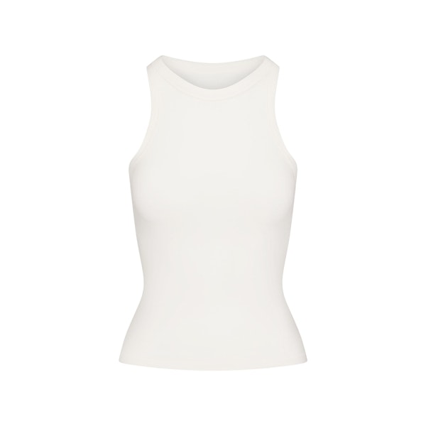 COTTON JERSEY CREW NECK TANK | MARBLE(TANKS, TOPS) FLAT ON A WHITE BACKGROUND | FLT