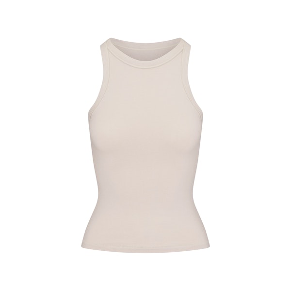 COTTON JERSEY CREW NECK TANK | STONE(TANKS, TOPS) FLAT ON A WHITE BACKGROUND | FLT