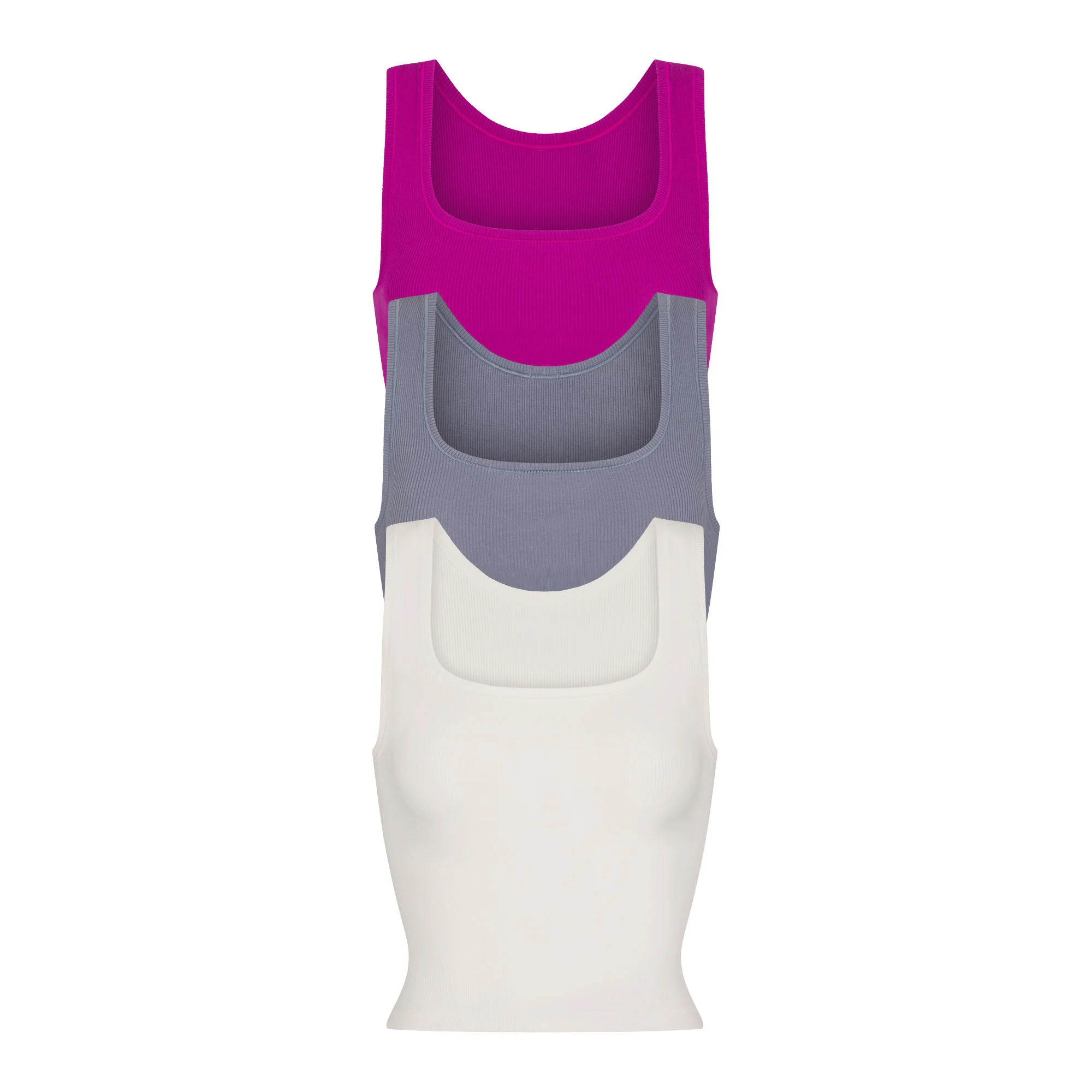 COTTON RIB TANK 3-PACK | LOLLIPOP MULTI (TANKS) FLAT ON A WHITE BACKGROUND | FLT | FOCUS: 0.0, 1.0, 0.9