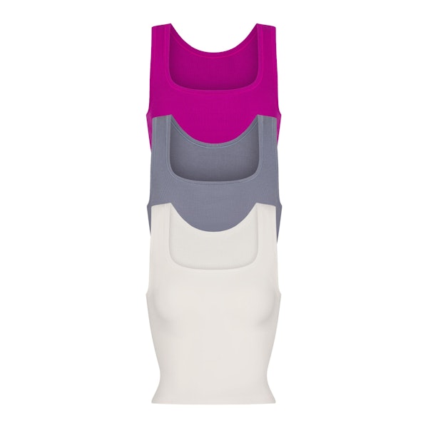 COTTON RIB TANK 3-PACK | LOLLIPOP MULTI (TANKS) FLAT ON A WHITE BACKGROUND | FLT | FOCUS: 0.0, 1.0, 0.9