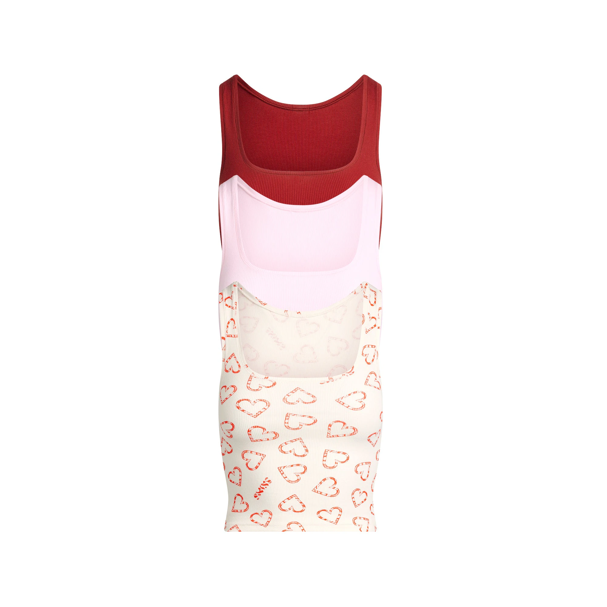 COTTON RIB TANK 3-PACK | MARBLE CANDY MULTI FLAT ON A WHITE BACKGROUND | FLT @ | FOCUS: 0.9, 0.1, 0.7