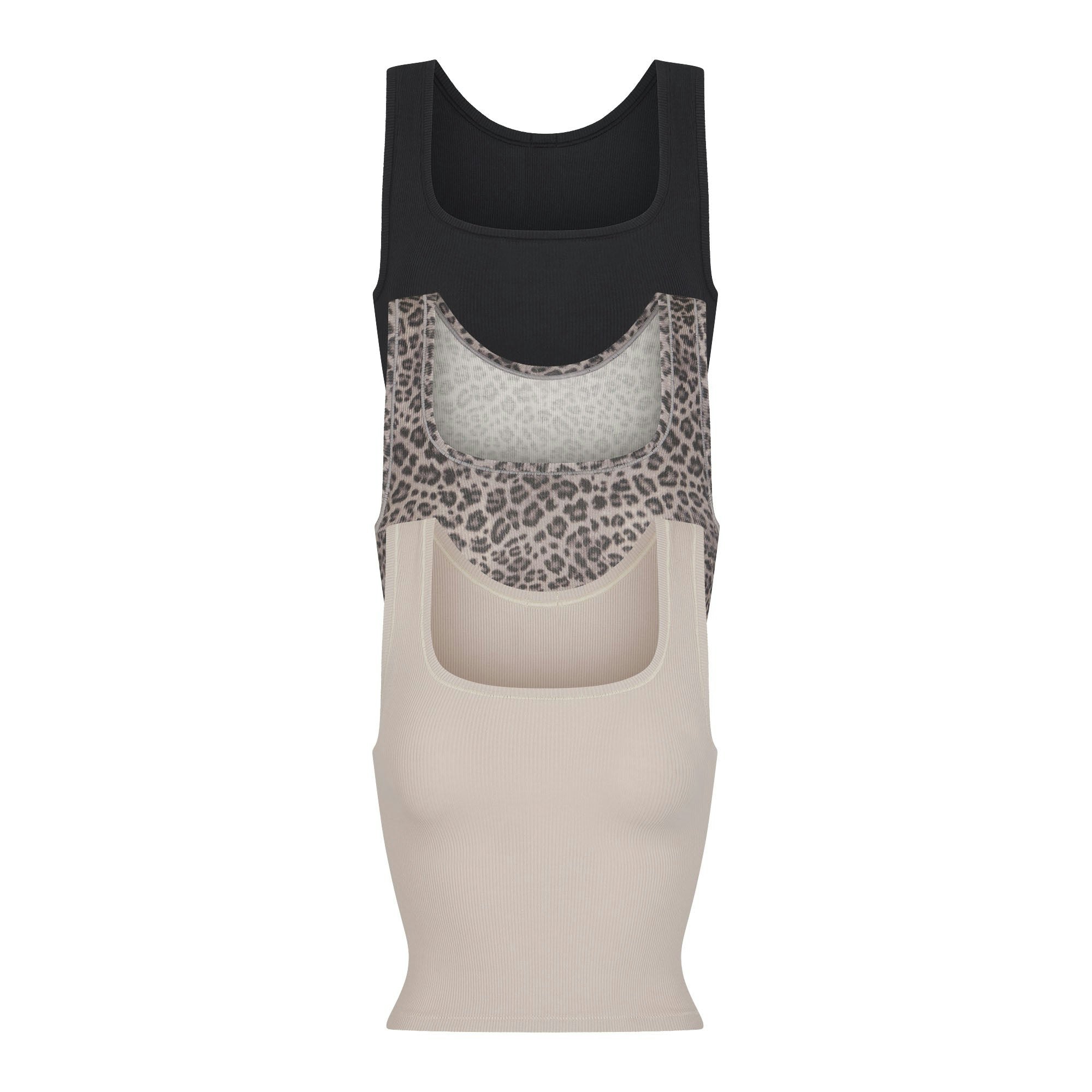 COTTON RIB TANK 3-PACK | SNOW LEOPARD MULTI (TANKS) FLAT ON A WHITE BACKGROUND | FLT
