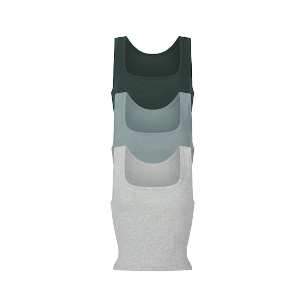 COTTON RIB TANK 3-PACK | VAPOR MULTI ON A MODEL SIDE VIEW  | FOCUS: 0.0, 1.0, 0.9
