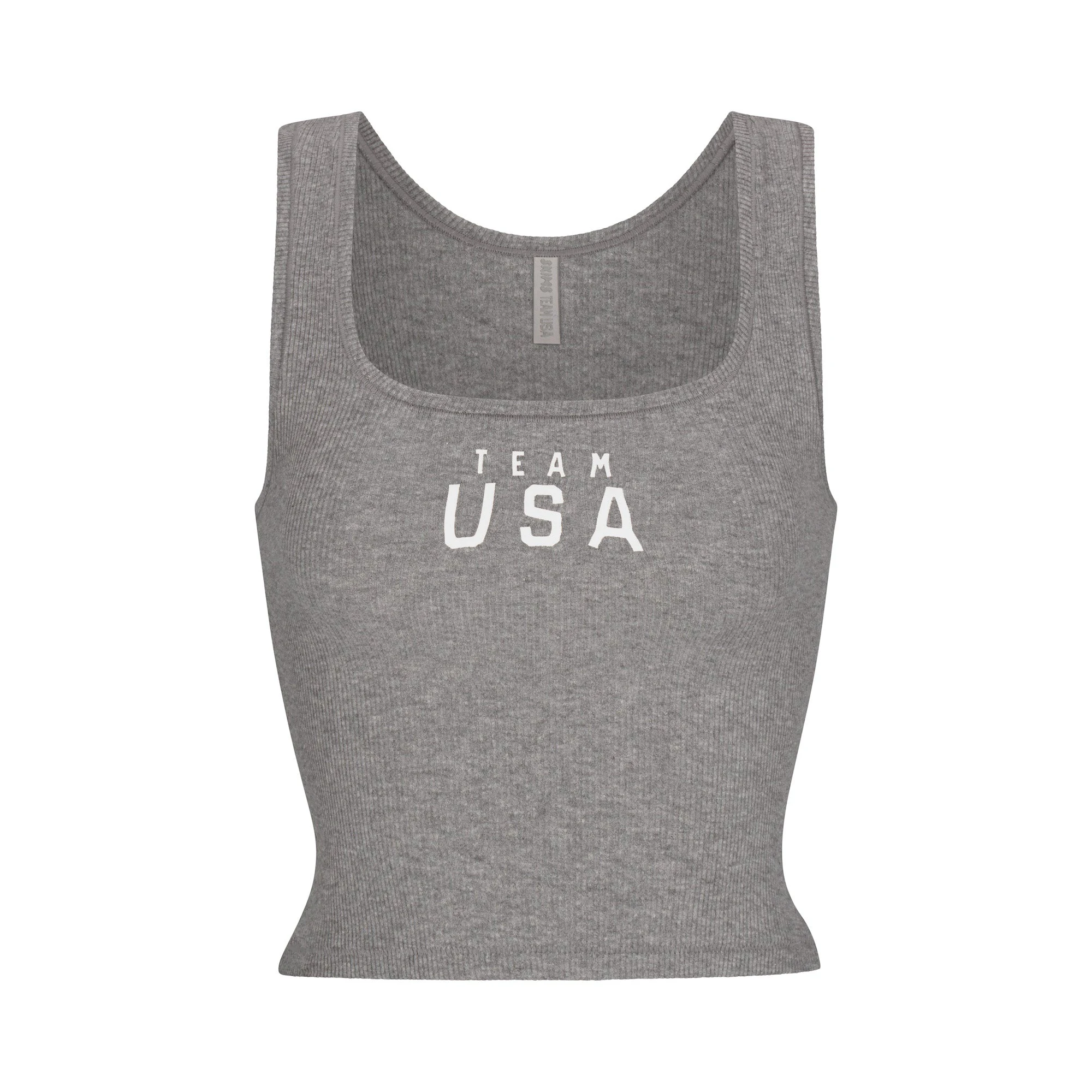 SKIMS FOR TEAM USA COTTON RIB PARALYMPIC TANK | HEATHER GREY (TANKS, TOPS) FLAT ON A WHITE BACKGROUND | FLT