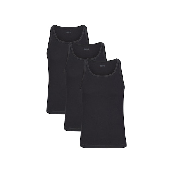 SKIMS COTTON MENS RIB TANK 3-PACK LAYS FLAT ON A WHITE BACKGROUND | FLT  | FOCUS: 0.0, 1.0, 0.9